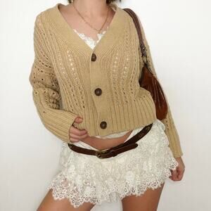 Y2k abercrombie and fitch chunky cable knit cardigan size small